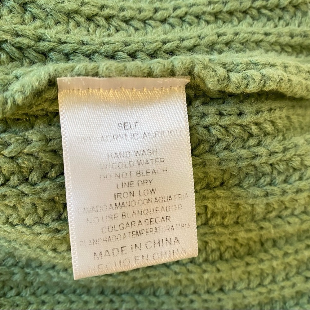 &merci Green Bobble Sleeve Chunky Knit Sweater, Size S - Picture 6 of 6
